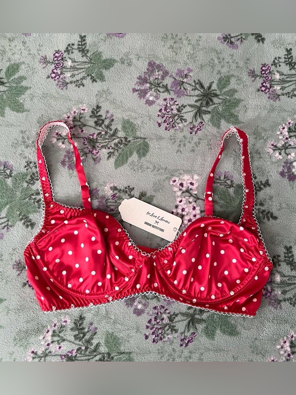 For Love & Lemons x Urban Outfitters Exclusive Red Polka Dot Amore Bra ❤️